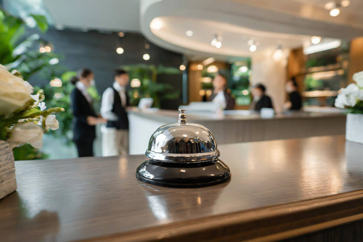 Hotel SEO services - reception lobby bell in a modern hotel