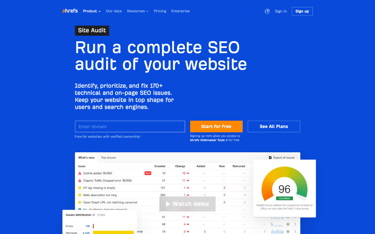 Ahrefs - domain authority checker